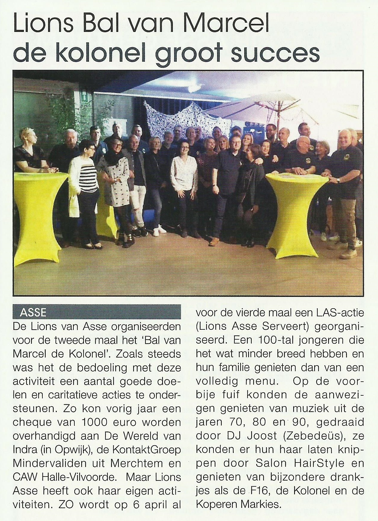 Artikel in Goeiedag magazine (13 maart 2019) Lions Bal van Marcel de kolonel groot succes