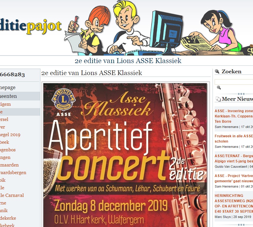 Persbericht op Editiepajot.com, 19 oktober 2019, 2e editie van Lions ASSE Klassiek